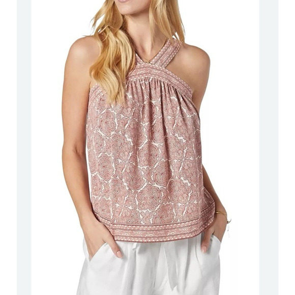 JOIE Women's Emre Geometric Floral Print Silk Top In Red White XS NEW RT198